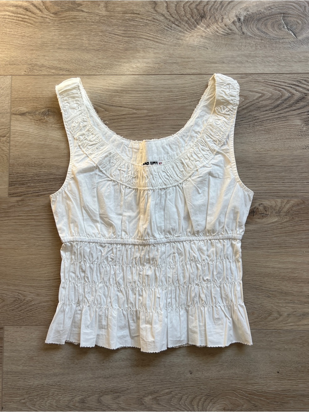 White Ciao Lucia Louisa Smocked Sleeveless Tank Top